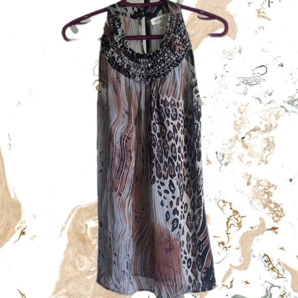 Jaipur animal print halter neck detail sleeveless blouse Sz M - Picture 2 of 8